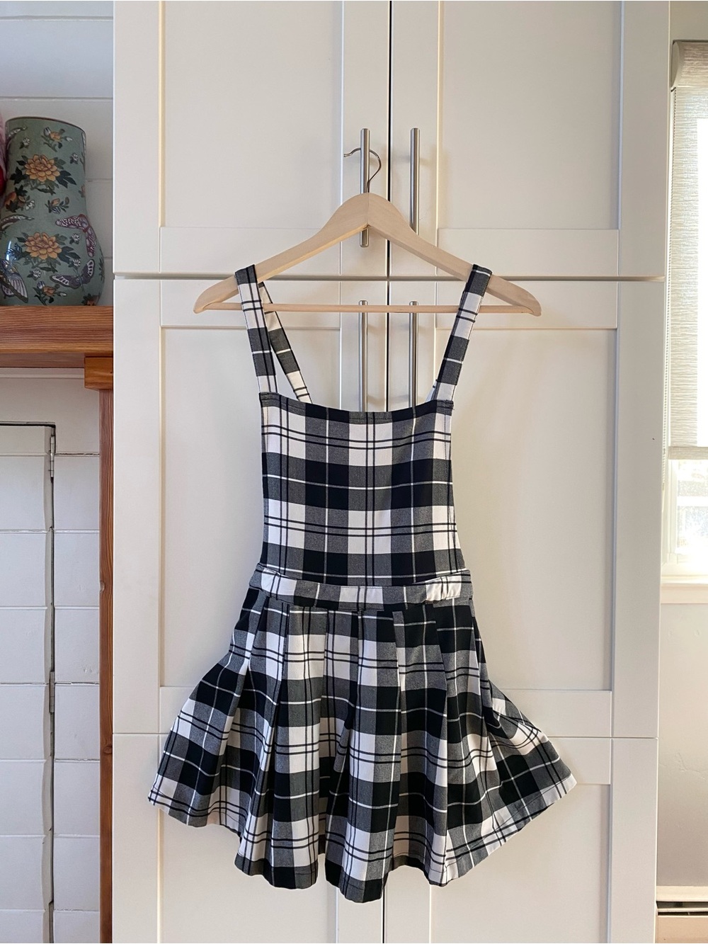 LoveTree Overall Plaid Pleated Schoolgirl Dress